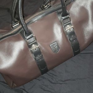Brown leather weekend duffel bag